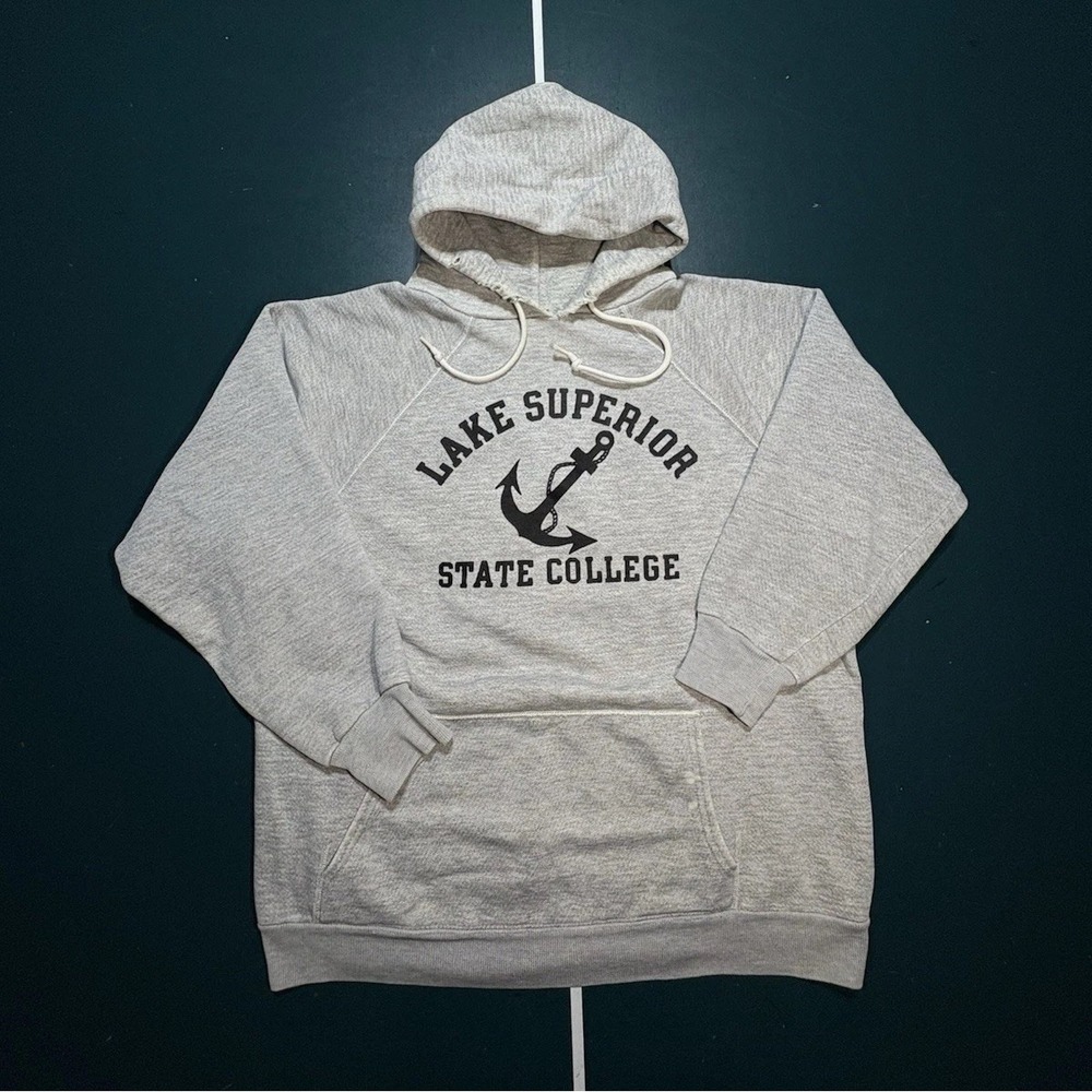 Vintage 60s Raglan Hoodie Sweatshirt‎ Large Lake Superior State College Rare